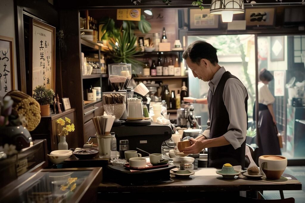 Customer in a Japanese coffee shop - Kissaten